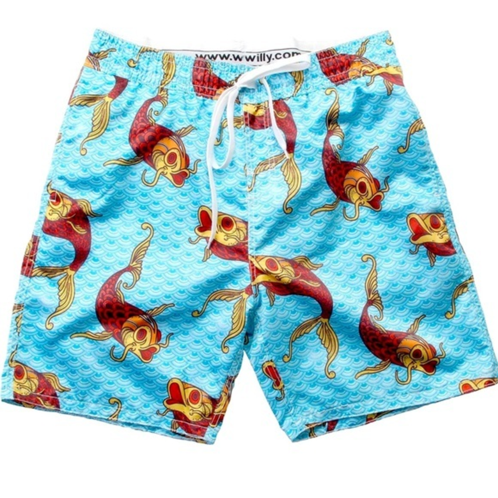 Wes and Willy Mens Volley Swim Trunk Bottoms‎ Color Koi Pond Men's Size XL Blue